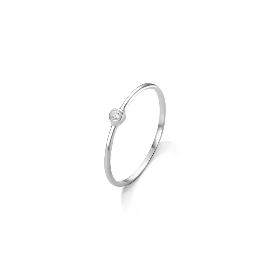 Solitário com Mini Zircônia Cristal em Prata 925
