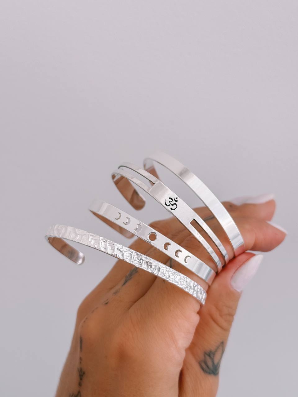 Bracelete fases da lua ajustável em prata 925