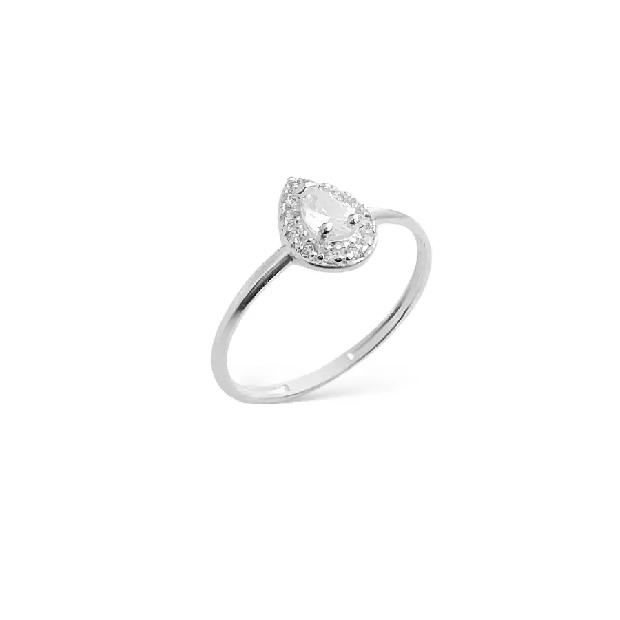 Anel Aro Liso com Gota de Zircônia Cravejada em Prata 925