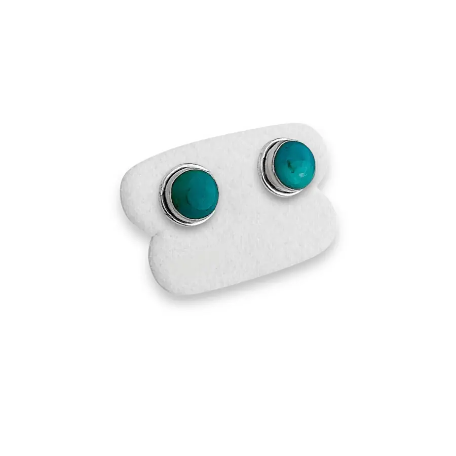 Brinco Redondo em Prata 925 com Pedra Natural Turquesa