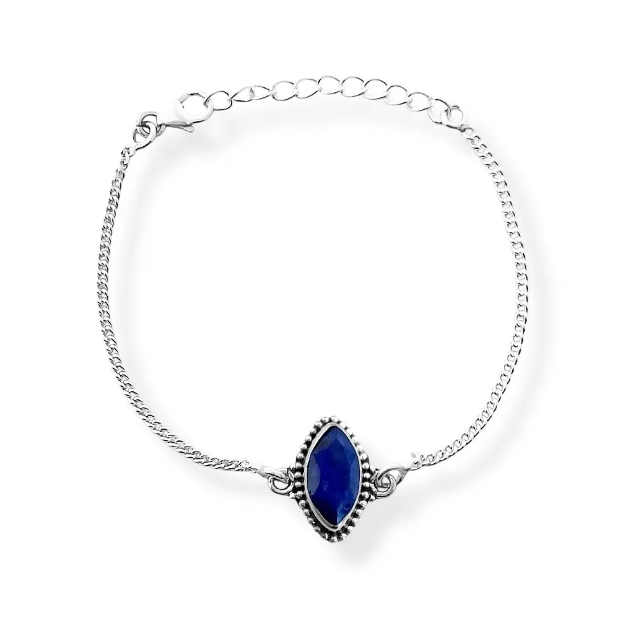 Pulseira com Pedra Safira em Prata 925