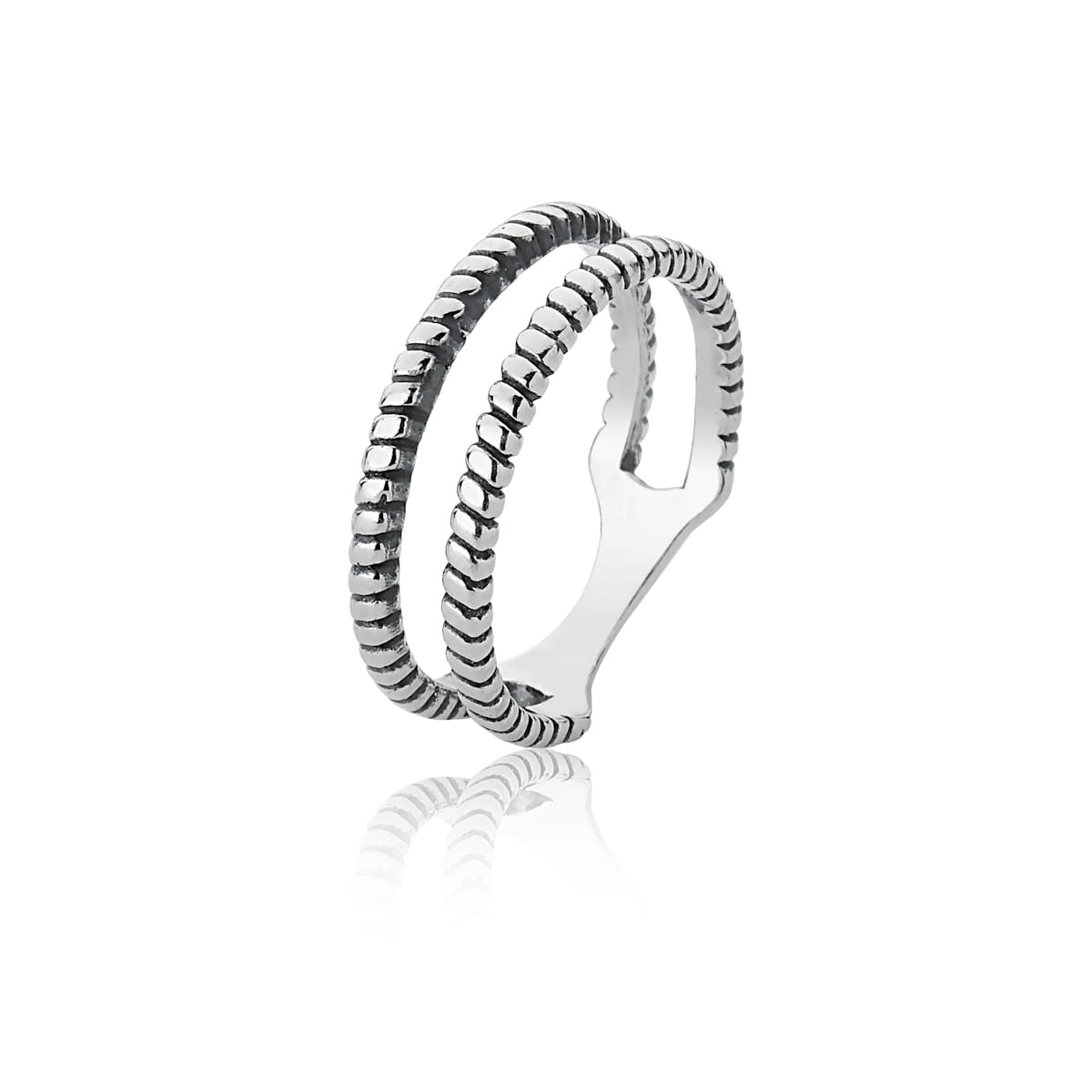 ALIANÇA DUPLA EM PRATA ENVELHECIDA