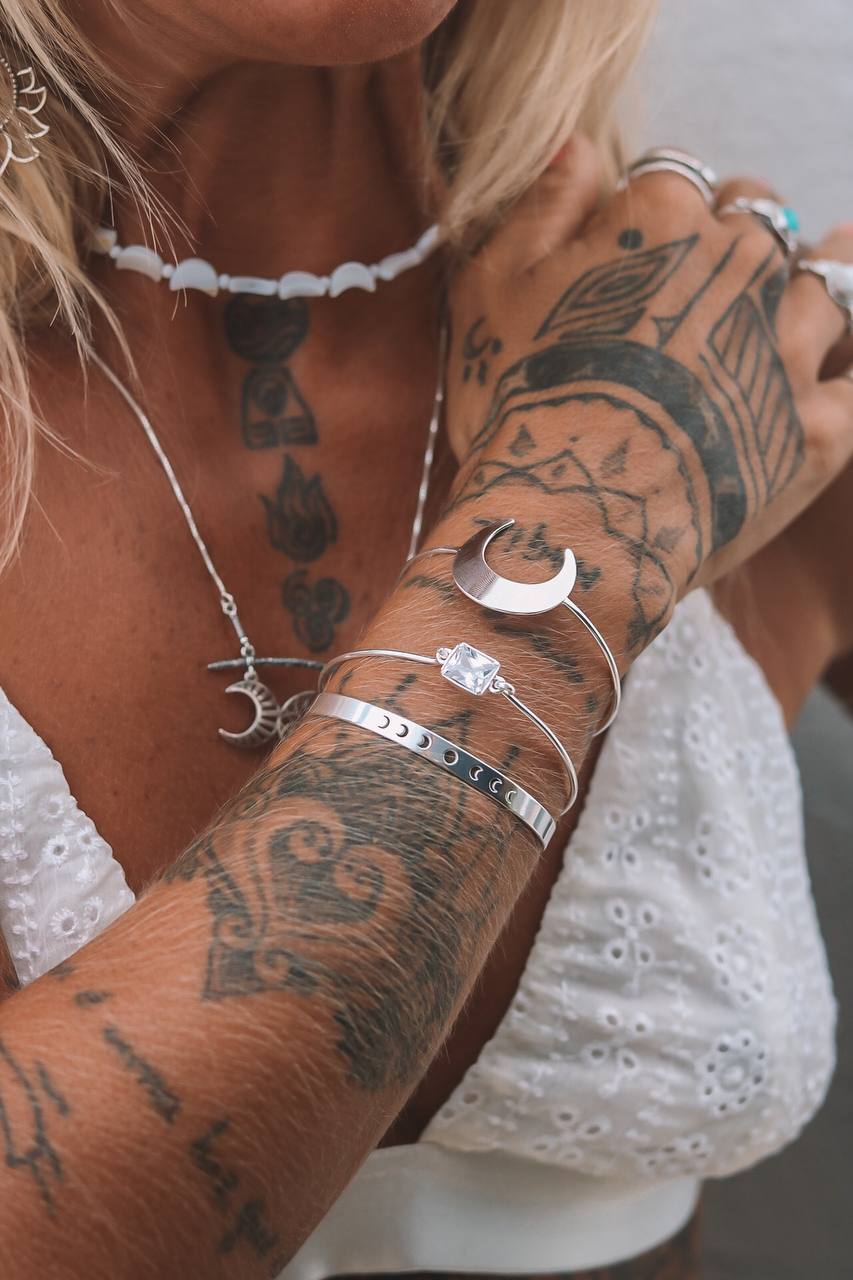 Bracelete fases da lua ajustável em prata 925