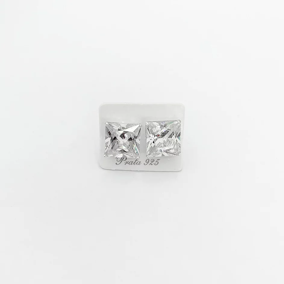 Brinco de Zircônia Carrê em Prata 925- 6mm