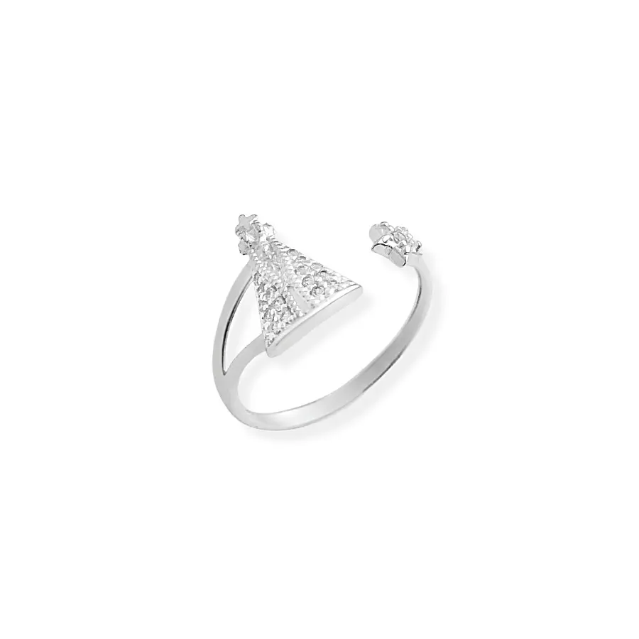 Anel Ajustável de Nossa Senhora Aparecida Cravejado com Zircônia