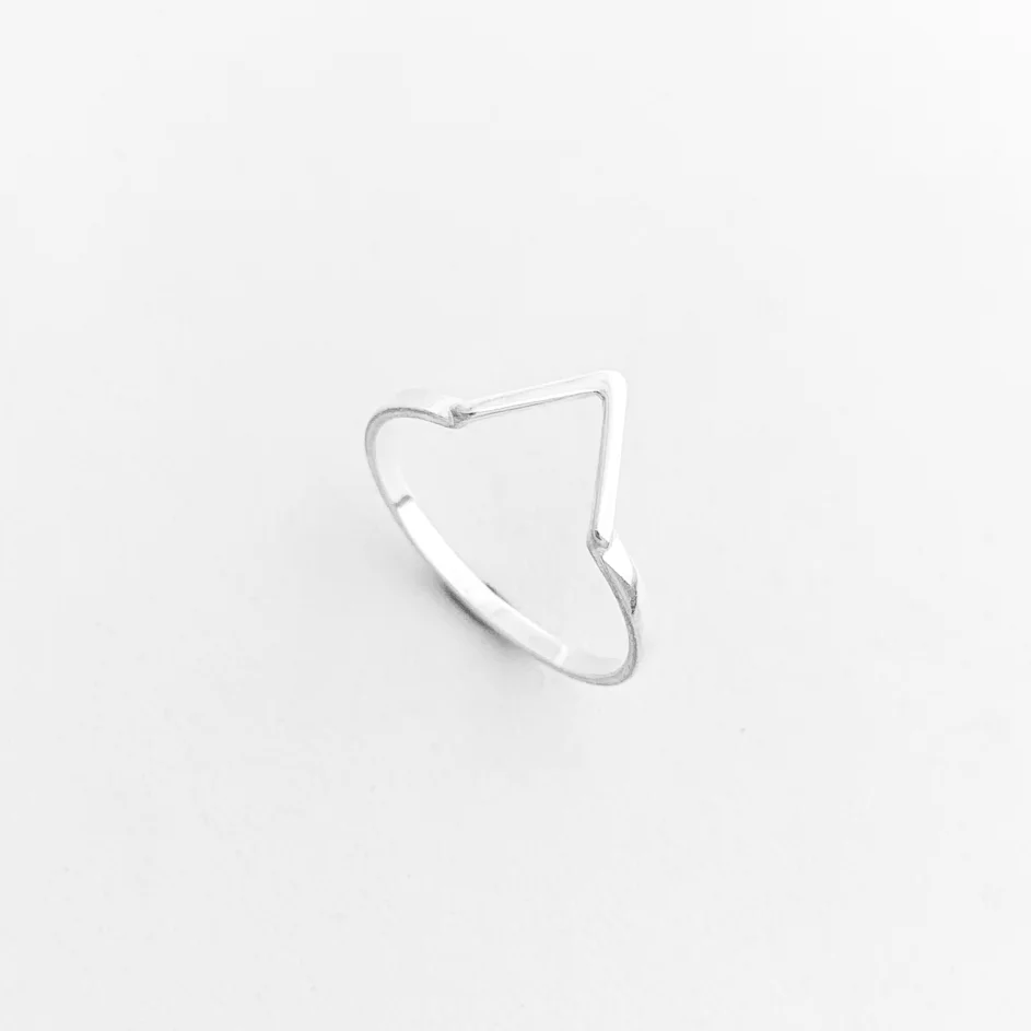 Anel em V Liso em Prata 925