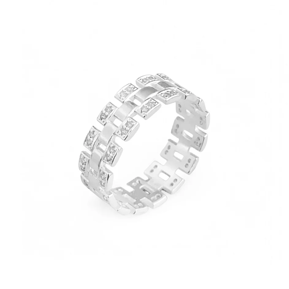 Anel de Corrente com Zircônia em Prata 925