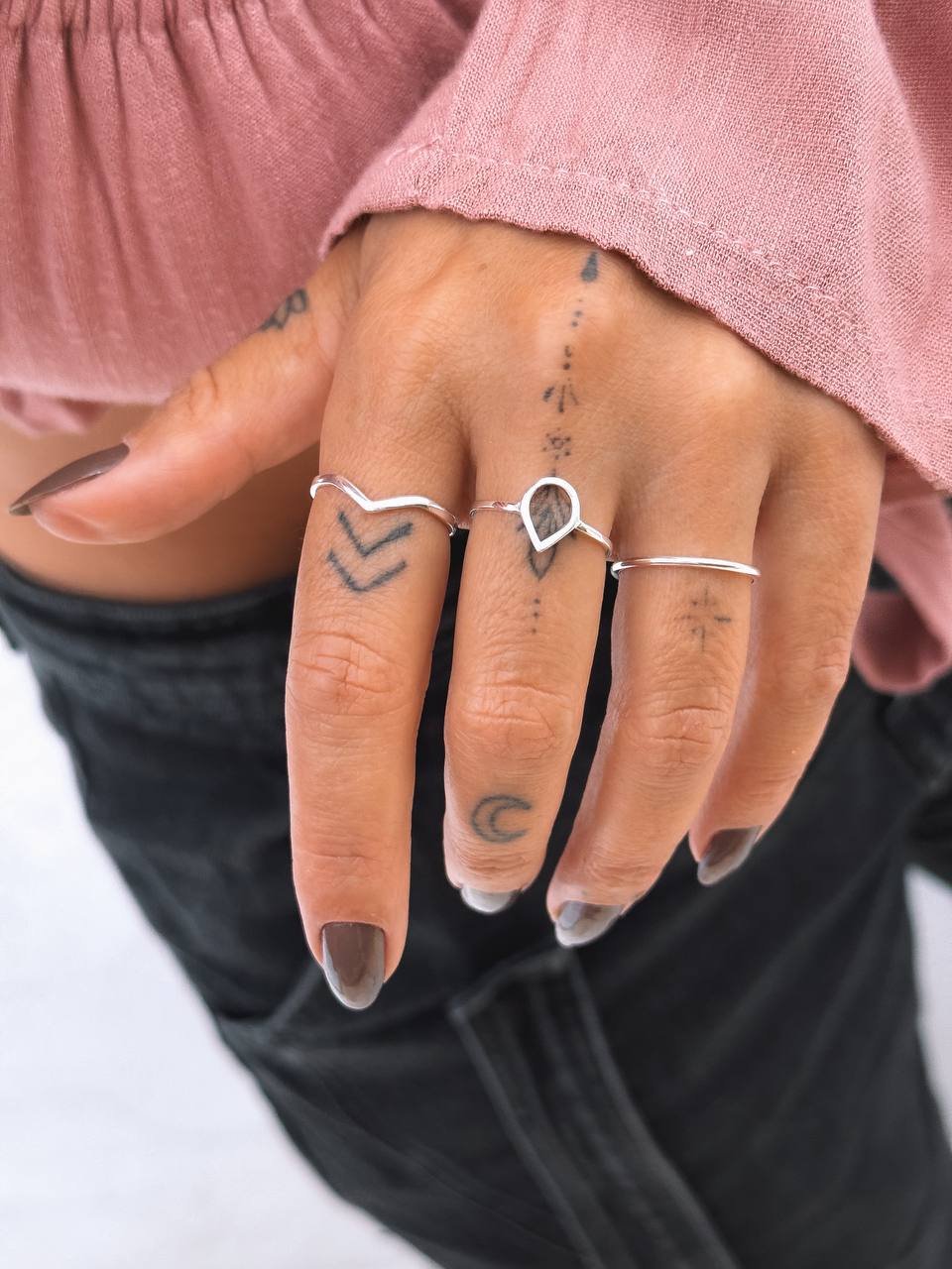 Anel gota em Prata 925