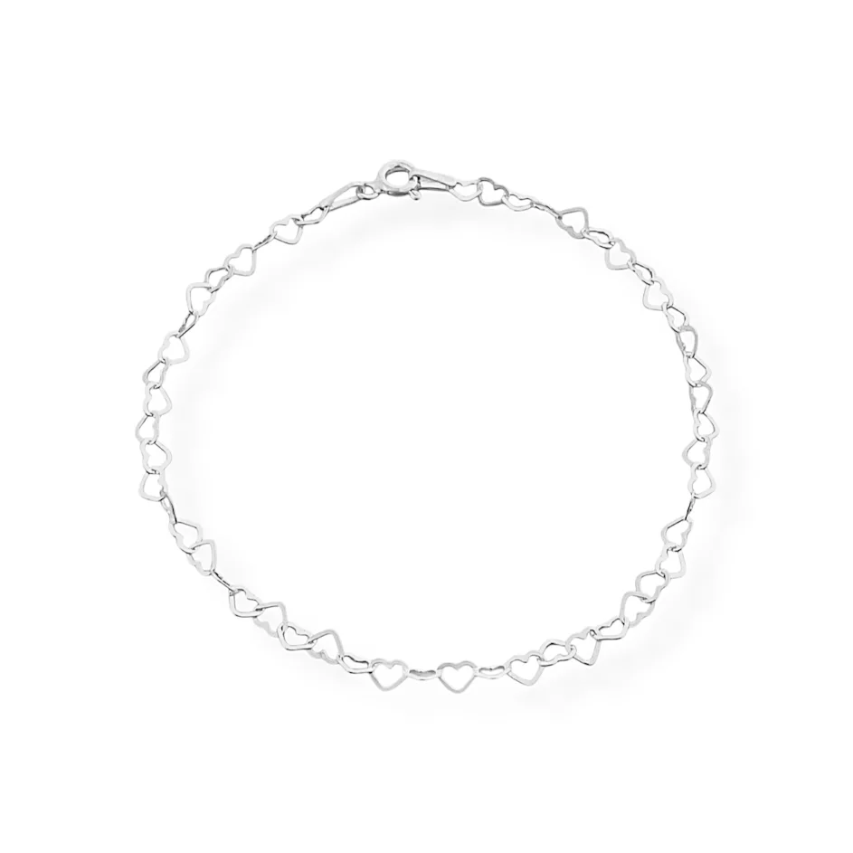 Pulseira Elos de Coração em Prata 925