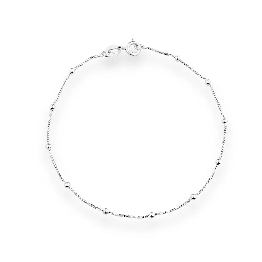 Pulseira Veneziana com Bolinhas em Prata 925
