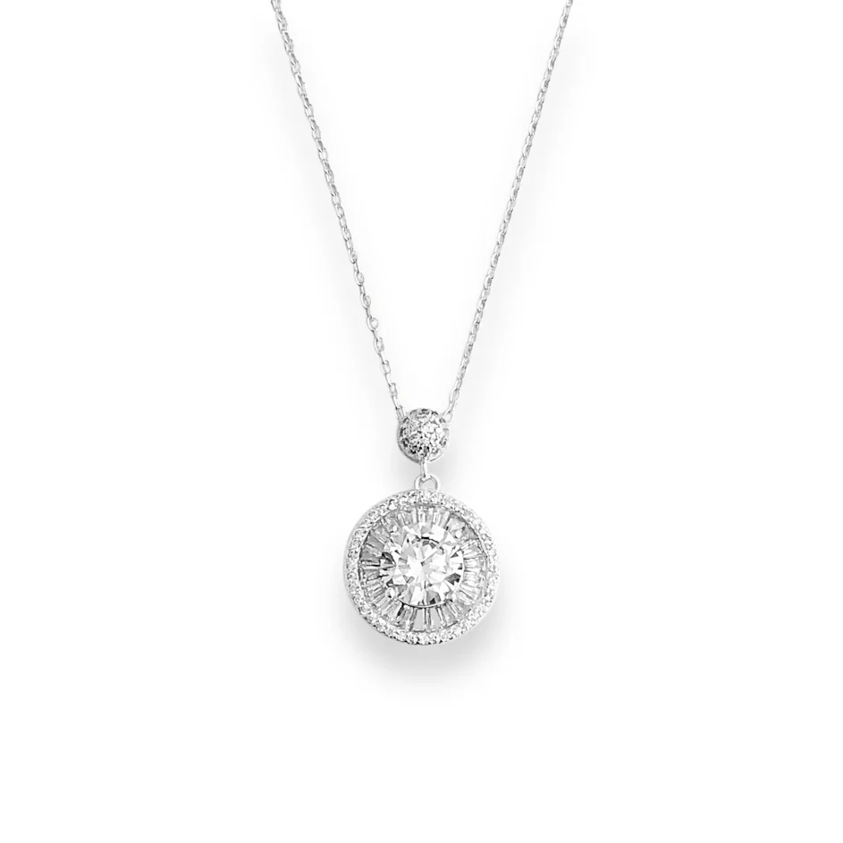 Gargantilha com Zircônia Cristal Redonda Cravejada em Vidrilhos - 40cm
