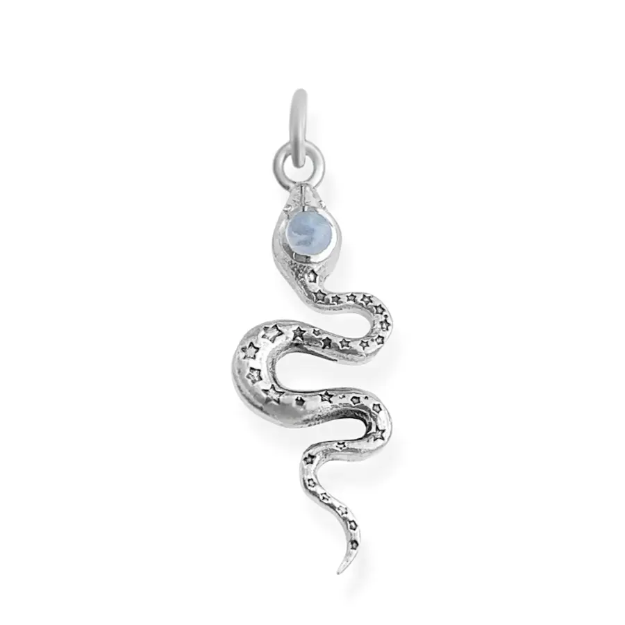 Pingente de Cobra com Pedra da Lua em Prata 925