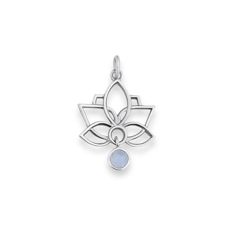 Pingente de Flor de Lótus com Pedra da Lua em Prata 925