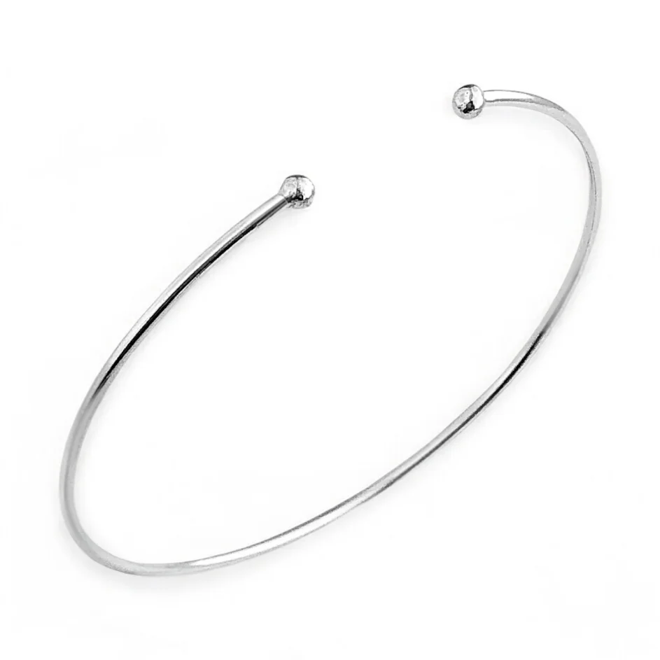 Bracelete em Prata 925 Liso Aberto Ajustável