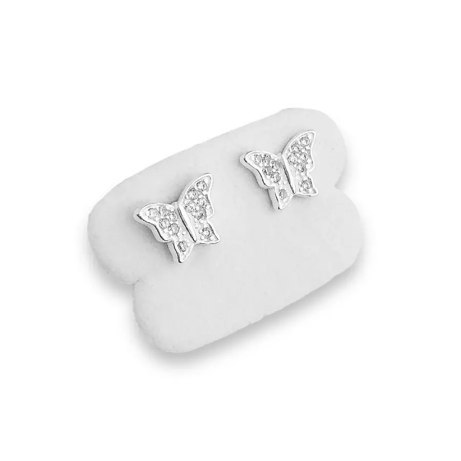 Brinco de Borboleta Cravejada em Prata 925