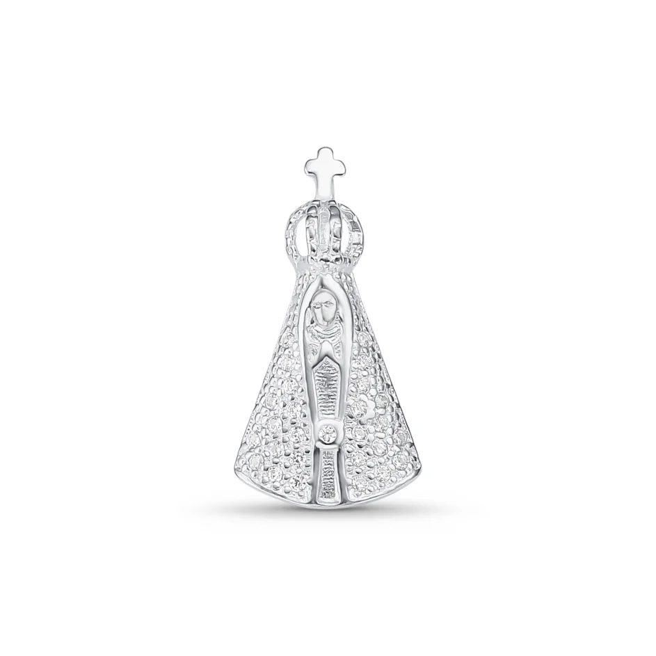Pingente Nossa Senhora Aparecida Cravejado de Zircônias - Prata 925